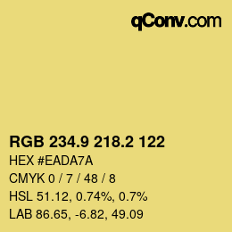 カラーコード: RGB 234.9 218.2 122 | qconv.com