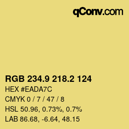 カラーコード: RGB 234.9 218.2 124 | qconv.com