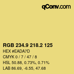 カラーコード: RGB 234.9 218.2 125 | qconv.com