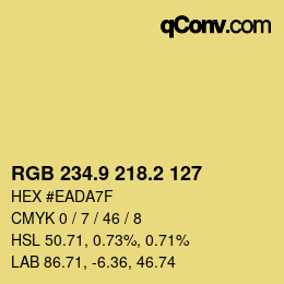 カラーコード: RGB 234.9 218.2 127 | qconv.com