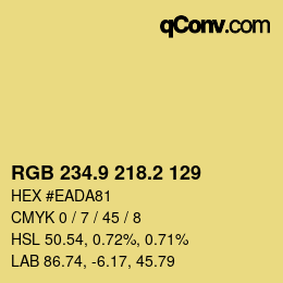 カラーコード: RGB 234.9 218.2 129 | qconv.com
