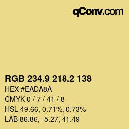 カラーコード: RGB 234.9 218.2 138 | qconv.com