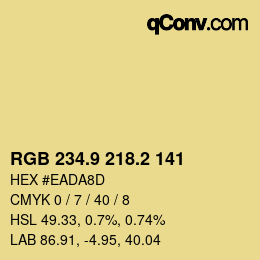 Farbcode: RGB 234.9 218.2 141 | qconv.com