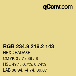 カラーコード: RGB 234.9 218.2 143 | qconv.com