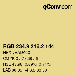 Color code: RGB 234.9 218.2 144 | qconv.com