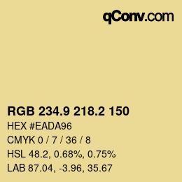 Color code: RGB 234.9 218.2 150 | qconv.com