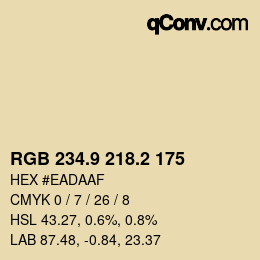 Color code: RGB 234.9 218.2 175 | qconv.com