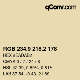 カラーコード: RGB 234.9 218.2 178 | qconv.com