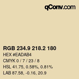 Color code: RGB 234.9 218.2 180 | qconv.com