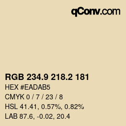 カラーコード: RGB 234.9 218.2 181 | qconv.com