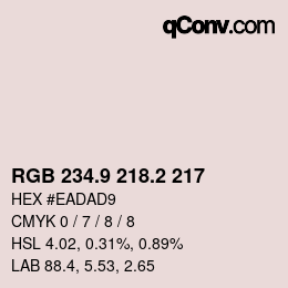カラーコード: RGB 234.9 218.2 217 | qconv.com