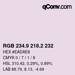 カラーコード: RGB 234.9 218.2 232 | qconv.com