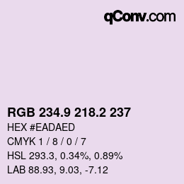 カラーコード: RGB 234.9 218.2 237 | qconv.com