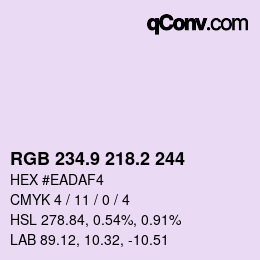 Color code: RGB 234.9 218.2 244 | qconv.com
