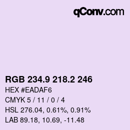 Color code: RGB 234.9 218.2 246 | qconv.com