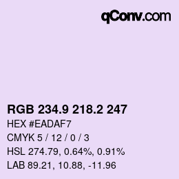 Color code: RGB 234.9 218.2 247 | qconv.com