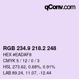 Color code: RGB 234.9 218.2 248 | qconv.com