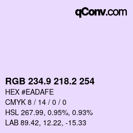 Color code: RGB 234.9 218.2 254 | qconv.com