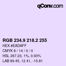 カラーコード: RGB 234.9 218.2 255 | qconv.com