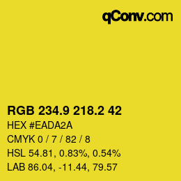 カラーコード: RGB 234.9 218.2 42 | qconv.com