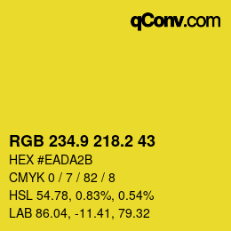 カラーコード: RGB 234.9 218.2 43 | qconv.com