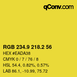 カラーコード: RGB 234.9 218.2 56 | qconv.com
