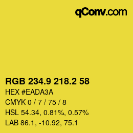 カラーコード: RGB 234.9 218.2 58 | qconv.com
