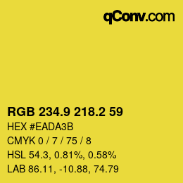 カラーコード: RGB 234.9 218.2 59 | qconv.com