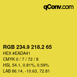 カラーコード: RGB 234.9 218.2 65 | qconv.com