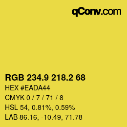 カラーコード: RGB 234.9 218.2 68 | qconv.com