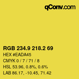 カラーコード: RGB 234.9 218.2 69 | qconv.com
