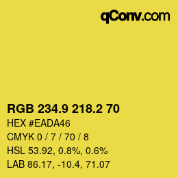 カラーコード: RGB 234.9 218.2 70 | qconv.com