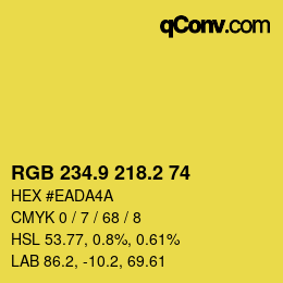 カラーコード: RGB 234.9 218.2 74 | qconv.com