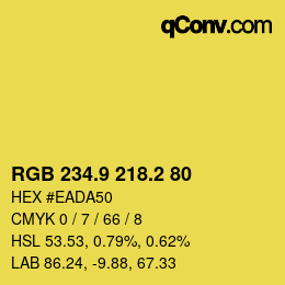 カラーコード: RGB 234.9 218.2 80 | qconv.com