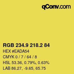 カラーコード: RGB 234.9 218.2 84 | qconv.com