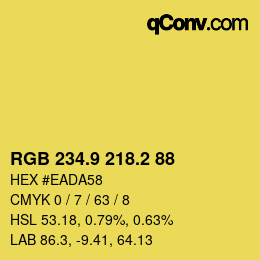 カラーコード: RGB 234.9 218.2 88 | qconv.com