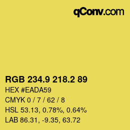 カラーコード: RGB 234.9 218.2 89 | qconv.com
