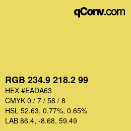 カラーコード: RGB 234.9 218.2 99 | qconv.com