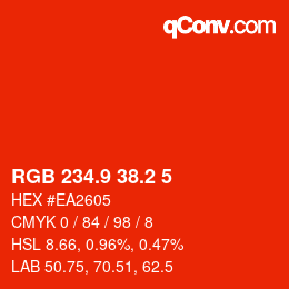 カラーコード: RGB 234.9 38.2 5 | qconv.com