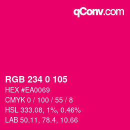 Color code: RGB 234 0 105 | qconv.com