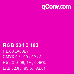 颜色代码: RGB 234 0 183 | qconv.com