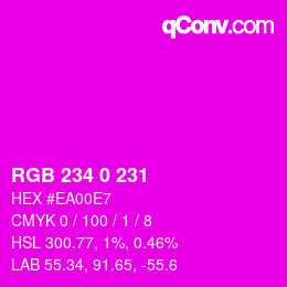 颜色代码: RGB 234 0 231 | qconv.com