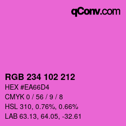 Color code: RGB 234 102 212 | qconv.com