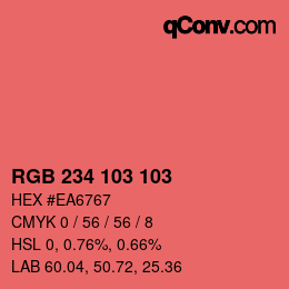 Color code: RGB 234 103 103 | qconv.com