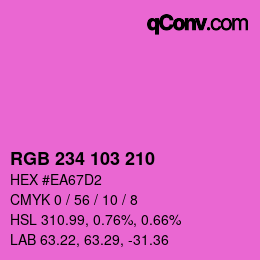 Color code: RGB 234 103 210 | qconv.com