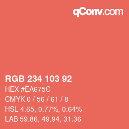 Color code: RGB 234 103 92 | qconv.com