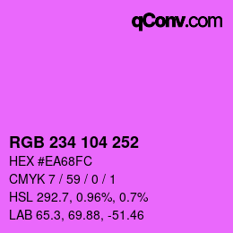 Color code: RGB 234 104 252 | qconv.com