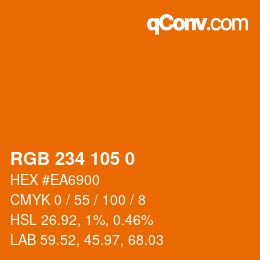 Color code: RGB 234 105 0 | qconv.com