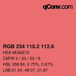 カラーコード: RGB 234 110.2 112.6 | qconv.com