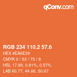 カラーコード: RGB 234 110.2 57.6 | qconv.com